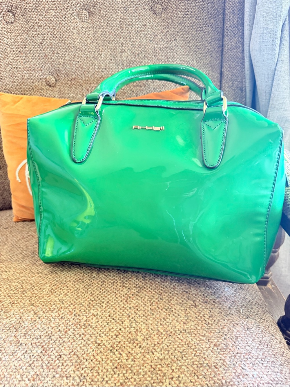 Artieli Emerald Green Patent Satchel Crossbody Bag Y2K